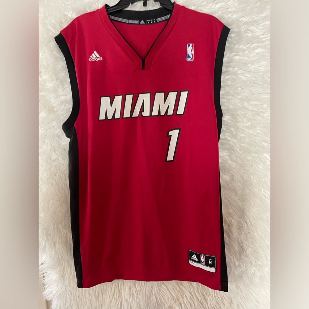 Miami Heat Chris Bosh #1 Adidas Men’s Red Sleeveless Basketball Jersey. Medium